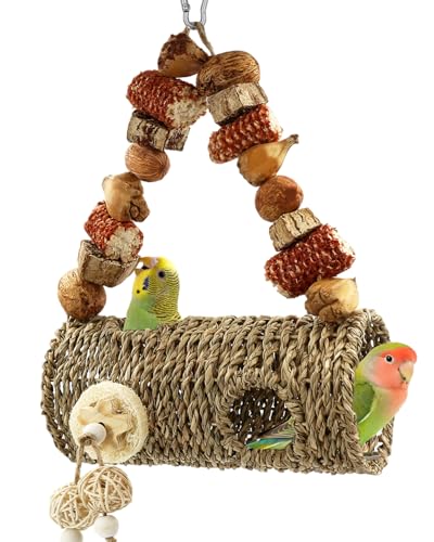 Bird Nest Cage with Chewing Toys & Seagrass Tunnel Bed