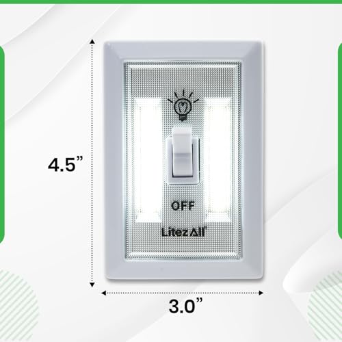 LitezAll COB LED Light Switch Night Light, 12-Pack 200 Lumen Wireless Battery Operated Wall Lights, Stick-On Switch Lights for Closets, Cabinets, Hallways, Garage, Gifts for Men – Batteries Included by LitezAll - Image 6
