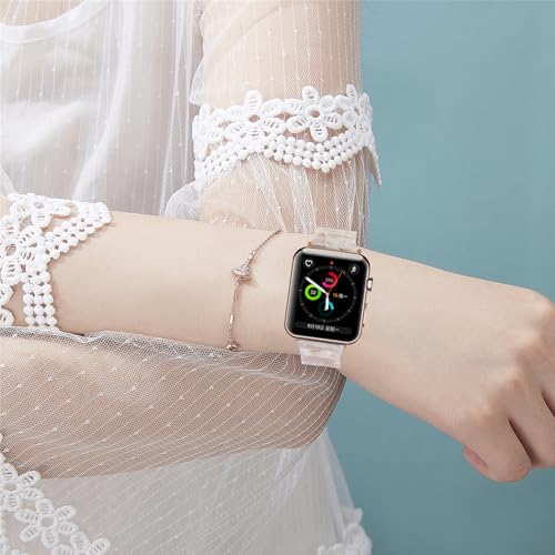HOPO Compatible With Apple Watch Band 38mm 40mm 42mm 44mm Thin Light Resin Strap Bracelet With Stainless Steel Buckle Replacement For iWatch Series 8 7 6 5 4 3 2 1 SE (Pink FlowerRose