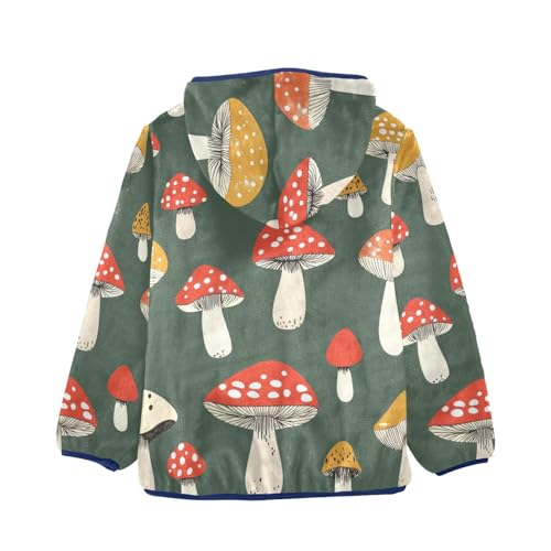 Mushroom Girls Fleece Jacket Girls Fall Jacket Girls Zip Up Hoodie Girls Sherpa Jacket 2-10T2