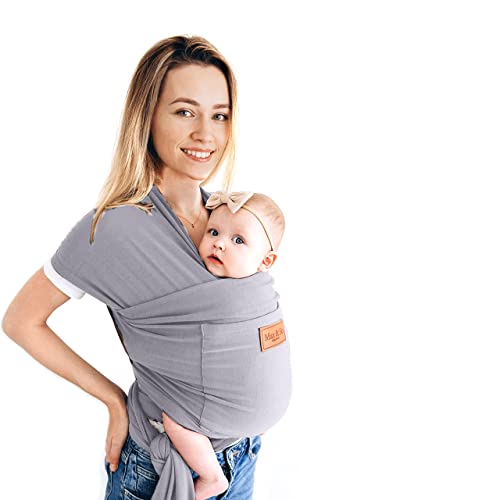 Image of Baby Wrap Carrier - Premium Cotton Baby Carrier Wrap for Newborn to Toddler- Infant Carrier- Baby Holder One Size Fits All with Front Pocket (Grey) by Max&so