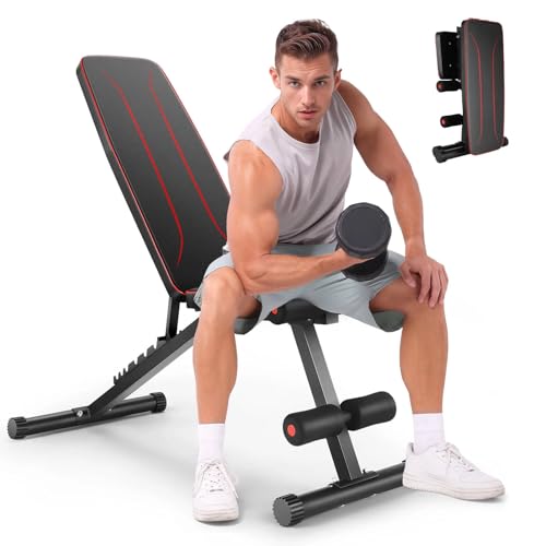 Adjustable Weight Bench Press, 660LBS Foldable Workout Bench for Home Gym Dumbbell Exercise Equipment Incline/Flat/Decline Sit-up Bench for Full Body Workout Strength Training