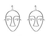 SUNSCSC Dangle Stud Earrings Unique Vintage Hollow Out Human Face Design Gold Silver Ear Drop Jewelry (Silver)