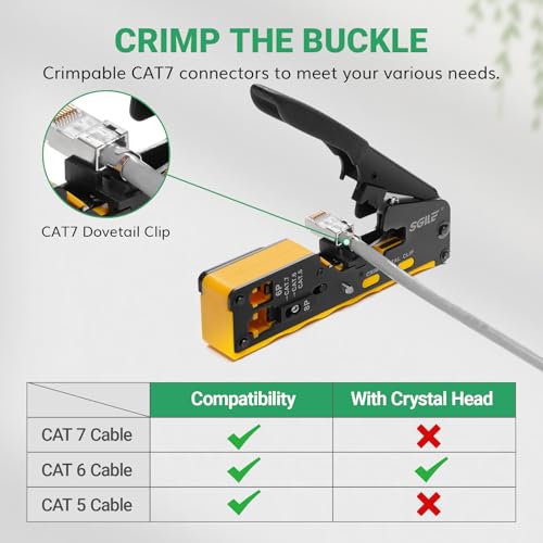 SGILE RJ45 Crimping Tool Kit, Pass Through Crimper Stripper Cutter, All-in-One for Cat5 Cat6 Cat7, Ethernet Crimp Tool Kit Network Tool Kits, Computer Maintenance LAN Cable Tester, Network Repair Kit 2 SGILE RJ45 Crimping Tool Kit, Pass Through Crimper Stripper Cutter, All-in-One for Cat5 Cat6 Cat7, Ethernet Crimp Tool Kit Network Tool Kits, Computer Maintenance LAN Cable Tester, Network Repair Kit - Image 2