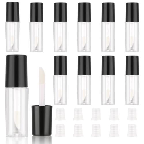 JJUNW 10pcs Empty Lip Gloss Tubes, 1.2ml Mini Refillable Cosmetic Containers Bottles Lip Balm Bottles Lipgloss Dispenser for Lipstick Samples, Lip Balms
