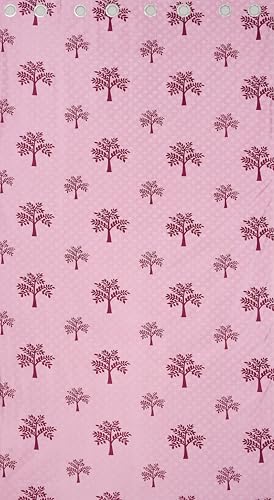 Image of Printed Tree 2 Piece Polyester Home & Living Room Eyelet Window Curtain - 5 Feet, Purple