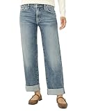 Silver Jeans Co. Women's Relaxed Mid Rise Straight Leg Jeans, Medium Wash, 23W x 28L