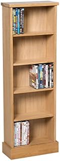 Hallowood Furniture Waverly Oak CD Storage Cabinet in Light Oak Finish  Solid Wooden DVD Storage for 120 DVDs - Bookcase with 5 Shelves for Living Room - Cupboard for Hallway  Fully Assembled Rack
