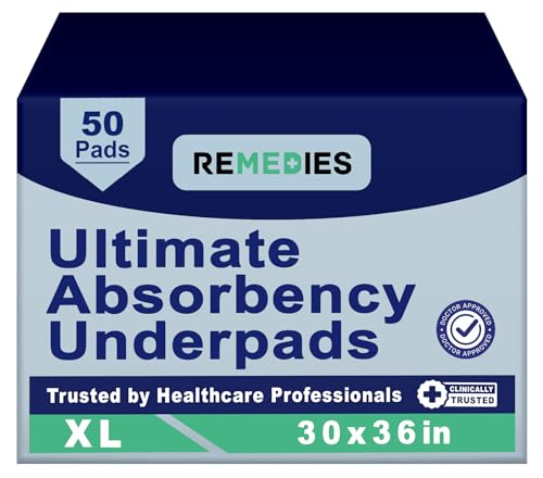 Image of Remedies Disposable Bed Pads for Adults, 30 inch X 36 inch Incontinence Underpads