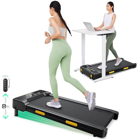 UREVO Walking Pad with Incline, Treadmills for Home with Dual Shock Absorbing, Under Desk Treadmill with Remote Control, 265 Lbs Capacity Cover