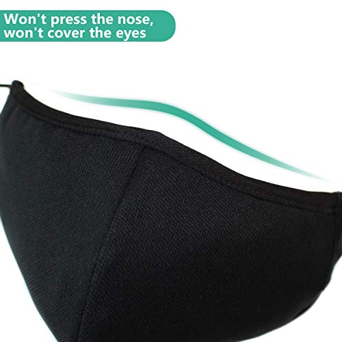 3 Layer Reusable Fashion Protective, Facial Protection Filtration 95%, Unisex Black Dust Cotton, Washable, Reusable Cotton Fabric (Xl) #TOP2