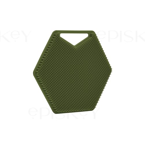 Image of Episkey Body Scrubber - Exfoliates & Deep Cleans - Silicone Shower & Bathroom Accessory with Bespoke Bristles and Ergonomic Handles (Army Green)