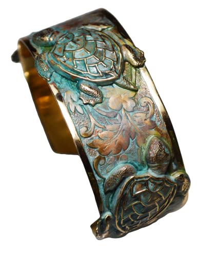 Elaine Coyne Wearable Art Patina Classic Sea Turtle Cuff Bracelet