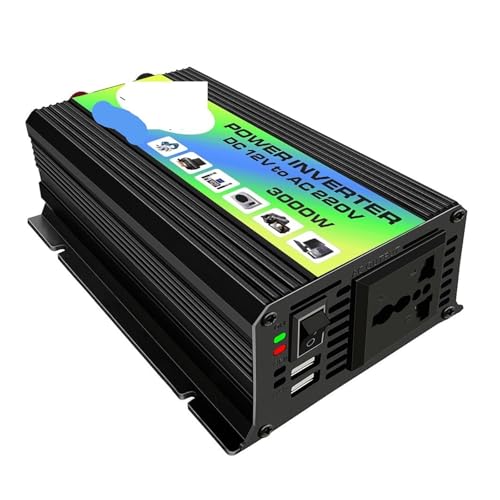 Modyfikowany falownik sinusoidalny 3000 W 12 V falownik Czysty sinus Czysty sinus Przetwornica Fala Inwerterowa,Szybkie i wydajne ładowanie(3000W Black)