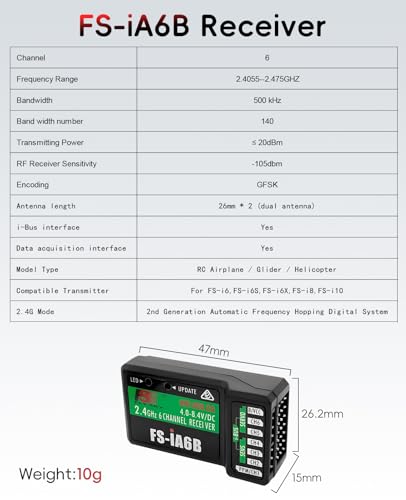 Receptor Flysky FS-iA6B 6CH con triple salida PPM iBUS PWM sin interferencias 3