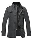 wantdo Windproof Herringbone Pea Coat