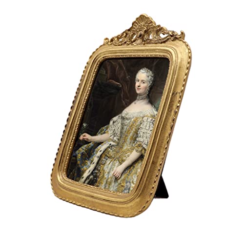 Sylvia's Shop Vintage 5X7 Picture Frame, Antique Ornate Photo Frame, Table Top Display And Wall Hanging Home Decor, Old Fashioned Gorgeous Photo Gallery Art Deco, Gold #TOP1