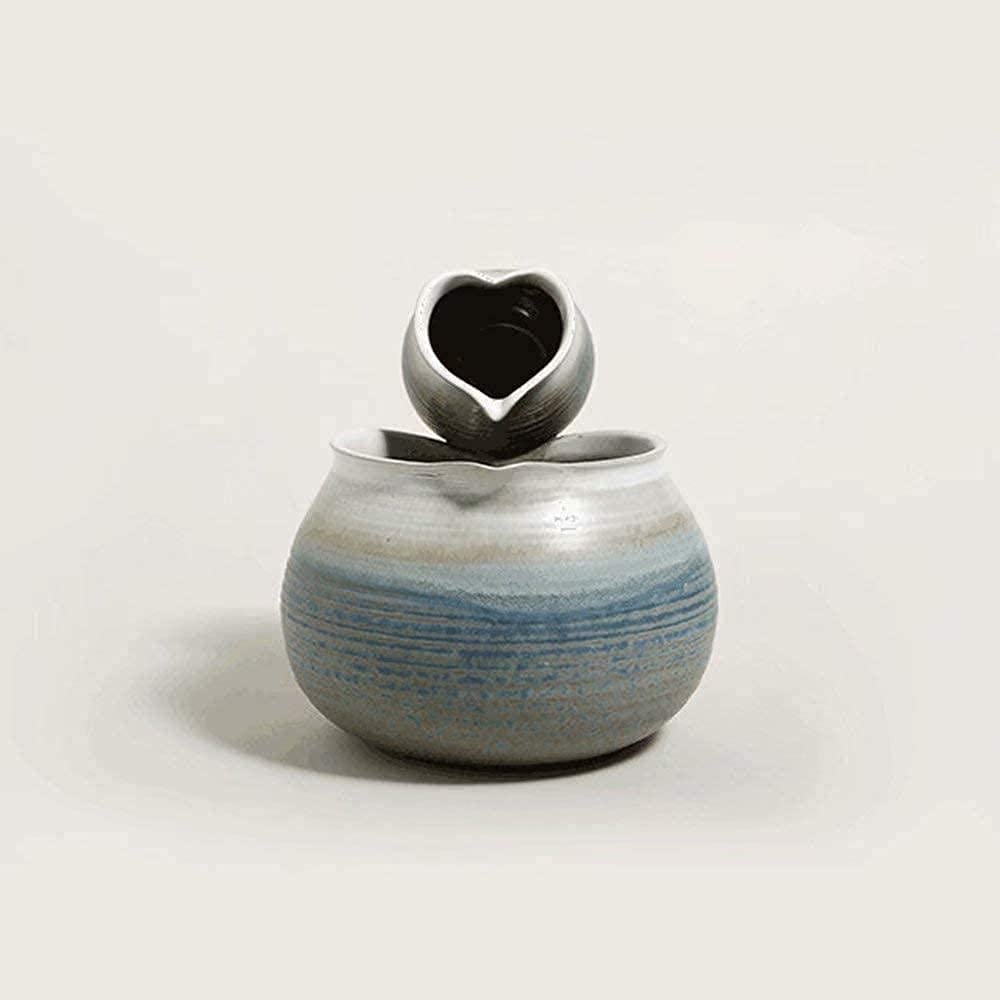 Dpliu Decorative Ceramic Orente Desktop Fountain Air Diffuser Table Top Fountain Cascading Indoor Waterfall Function - Water Sound for