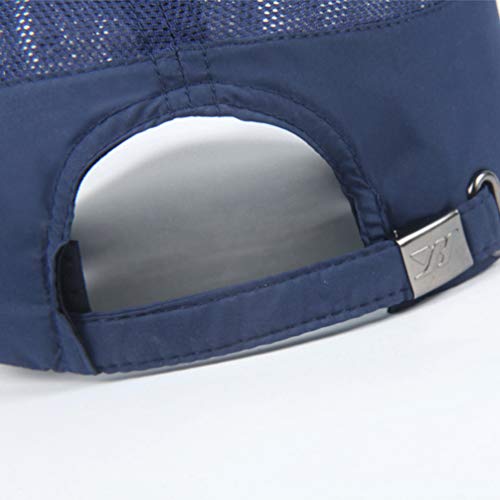 Boné de beisebol KESYOO unissex respirável de secagem rápida boné de malha com aba (preto), Dark Blu