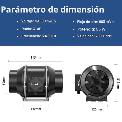 Ventilador Extractor de Aire Aygrochy de 150mm para Quitar Olores y Moho 5