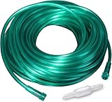 Bistras Oxygen Tubing 25FT Green Crush Resistant Non Kinking for Cannula Nasal Tubing and Oxygen Concentrator with Standard End Connectors, Swivel Connectors Included,1-Pack