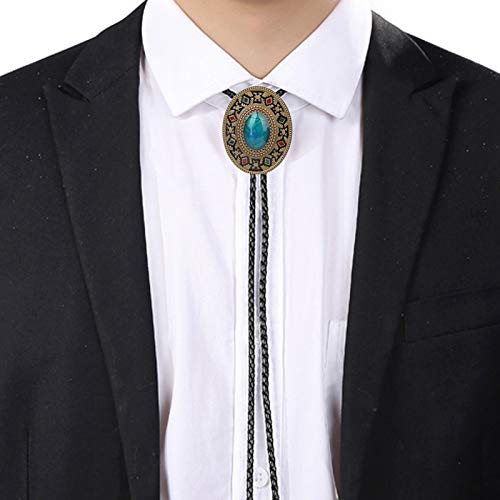 kowaku Turquesa Couro Bolo Tie Charm Liga Ocidental Cowboy Rodeo Pingente Gravata