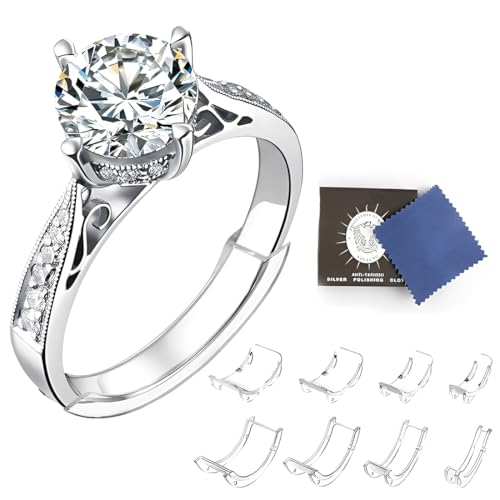 8 Tailles Ajusteur Bague Invisible, Reducteur Bague, Ajusteur de Bague, Réducteur de Bague, Ajusteur de taille de bague invisible pour bagues amples, s'adapte à toutes les bagues