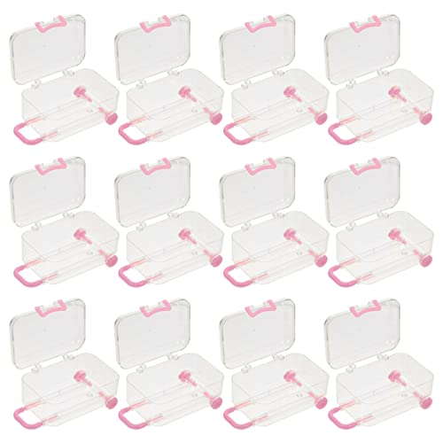 Hemoton 12 Pack Mini Suitcase Candy Box Travel Hard Suitcase Box Plastic Candy Boxes Gift Box Transparent Tiny Jewelry Storage Cases For Wedding Party Decorations #TOP19
