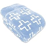 昭和西川 2枚合わせ 毛布 冬用 なめらか肌触り マイヤー毛布 使いやすいボリューム感 シングル 140×200cm 約1.8kg クロス柄 ブルー 2230562950309