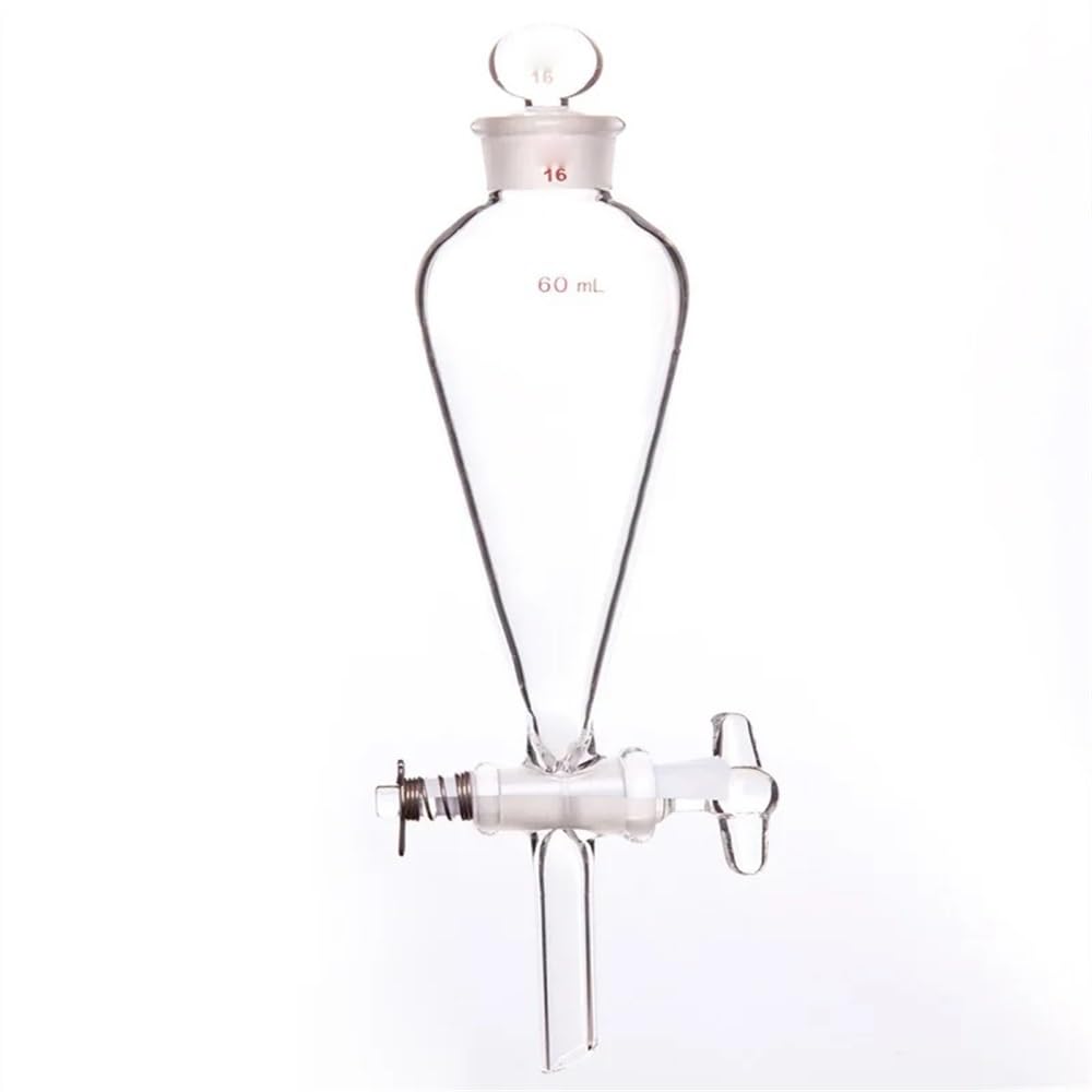 Sprzęt i wyposażenie laboratoryjne, rozdzielacz 30 ml – 125 ml, górny szlif, dolna zatyczka, górna zatyczka, otwór na zawór szklany 2 mm, F78 (60 ml – F781960)