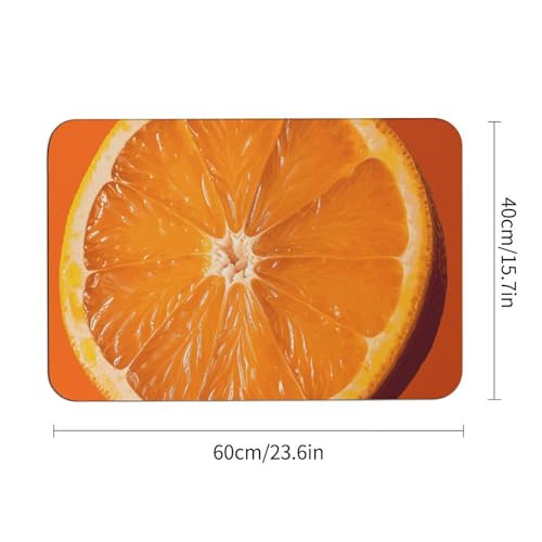 Tapis absorbant l'eau motif orange - Tapis de sol antidérapant intérieur 60x40 - 4