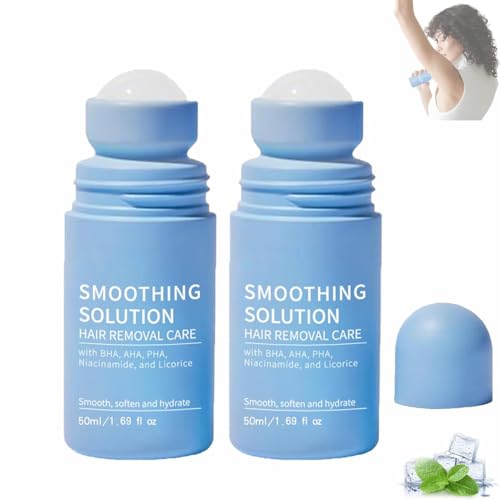 Smoothing Solution Ingrown Hair Nursing,After Shave Soothing Roll-On Serum,Ingrown Hair Serum Roll-On,Roller Ball Applicator for Tend Skin,Moisturizing and Soothing Skin Serum (2Pcs)