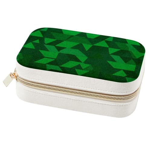 Boîte à bijoux double couche et spacieuse vert géométrique - 2