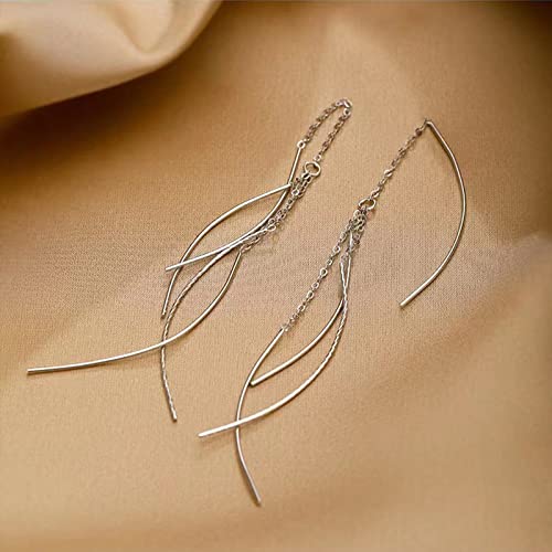 S925 Silver Drop Earrings,Threader Earrings For Women,Teen Girls Wave Earrings #TOP3