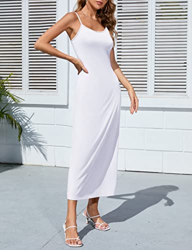 Glorystar Women Sleeveless Spaghetti Strap Cami Maxi Slip Dress Long-White Xl #TOP1