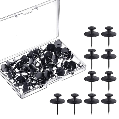 Image of 20 Pcs Picture Hangers Nails Small Head Thumb Tacks Wall Hanging Hook Nails Double Headed Wall Nails Decorative Push Pin Hooks for Drywall Wooden Wall Black