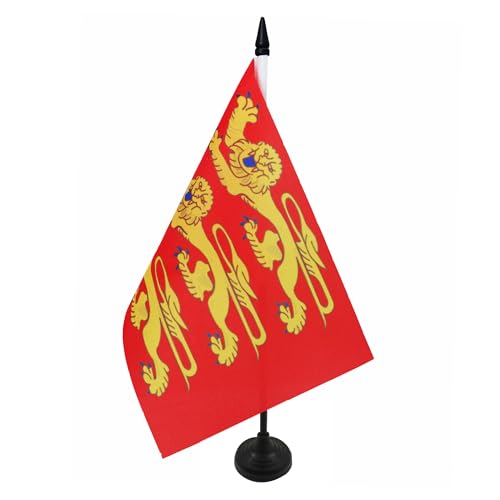 AZ FLAG - Drapeau De Table Haute-Normandie 21x14 cm - Petit Drapeau Haut-Normand De Bureau 100% Polyester Avec Hampe De 25cm Et Socle En Plastique Noir