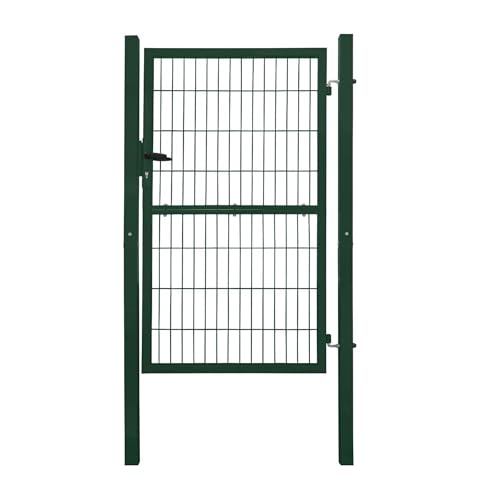 V2Aox Gartentor Tor für Gartenzaun Zaun 160 cm hoch Gartentür aus Metall für Stabmattenzaun Abschließbar inkl. Pfosten Grün
