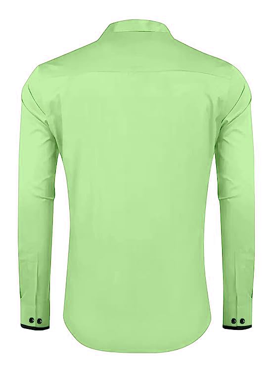 Image of Men's Regular Cotton Casual Slim Fit Shirt with Classic Collar, Long Sleeve, Solid Pattern, Breathable Fabric, and Unique Design for a Timelessly Modern