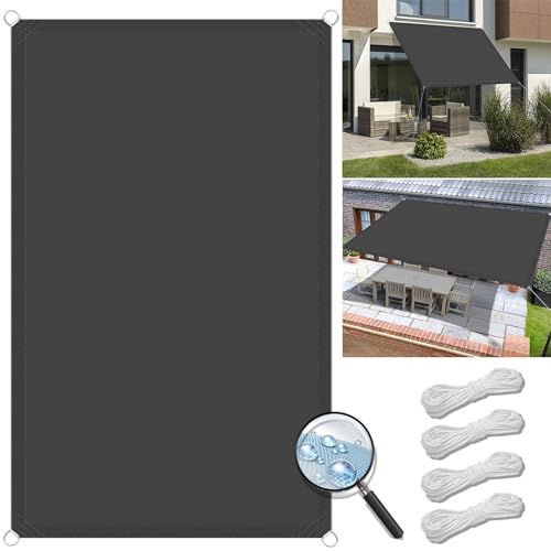Sonnensegel Rechteckig 3 x 10 m PES Polyester, Sonnenschutz 95% UV Schutz, Reißfest Wetterfest Terrassenüberdachung Schattiernetz für Terrasse Balkon Garten, Dunkelgrau