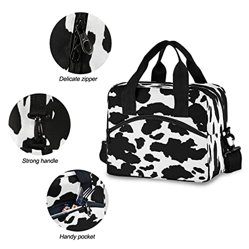 Animal Cow Print Lunch Bag Reusable Lunch Tote Bag Thermal Cooler Bag Insulated Lunch Box With Adjustable Shoulder Strap For Office School Outdoor Picnic #TOP3