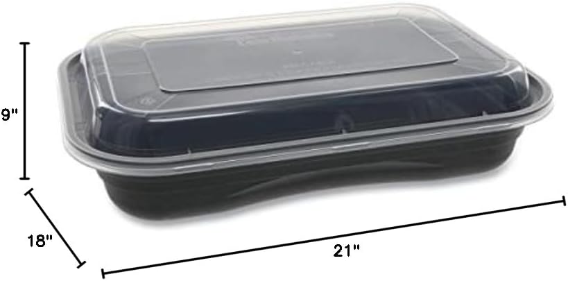 Versa2Go 27 oz Black Take Out Container and Lid or Meal Prep Kit 150 Sets/Case