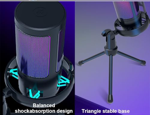 BRAVECOW Gaming USB Microphone with RGB Lighting | Studio-Quality Noise-Canceling Condenser Mic, Plug & Play Perfect for PC Laptop Streaming, Podcasting & Gaming (White) - Image 8