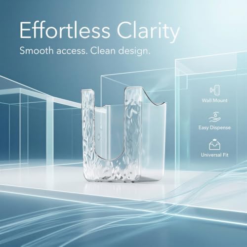 Kitchen Wipes Storage Box, Wall Mounted Clear Wipes Dispenser with Wave Pattern Design, Drill Free Upside Down Wipe Tissue Storage Box for Bathroom, Kitchen, Toilet, Facial Towel - 2