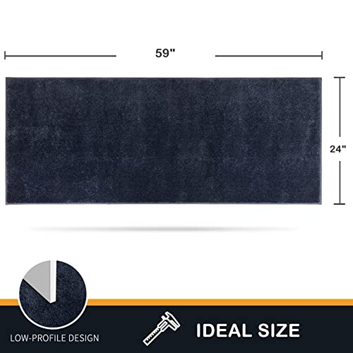 PURRUGS Dirt Trapping Door Mat 24" x 59", Non-Slip Machine Washable Entry Rug, Shoe Scraper, Dog Doormat, Super Absorbent Welcome Mat for Front & Back Door, Muddy Shoes & Paws, Navy Blue