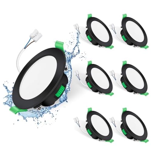 ALUSSO LIGHTING LED Einbaustrahler 230V Schwarz 7W Dimmbar Flach IP65 LED Spots Badezimmer Deckenspots 68mm Einbauleuchten, Warmweiß 3000K Neutralweiß 4000K Kaltweiß 6500K Deckenstrahler, 6er Set