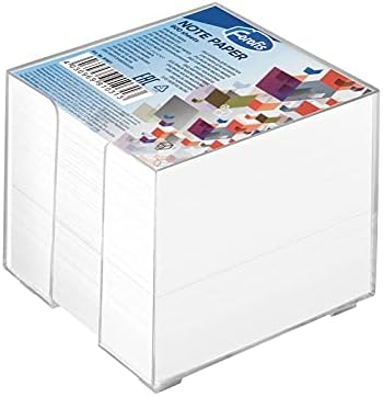 800 Sheets Blank White Memo Notes with Plastic Cube Block/Stand 9 x 9 cm | Message Pad | Small Writing Paper for School Office Home