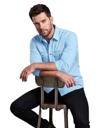 Image of Men's Double Flap Pocket | Regular Fit | Solid Spread Collar | Versatile Everyday Office Wear Comfortable |Stylish Design | Shirt