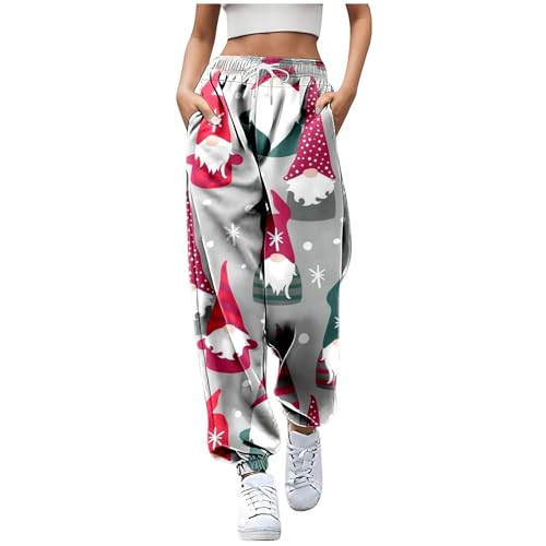 Generisch Damen Hose Weit Weihnachtsmannhose für Damen, Jogginghose...