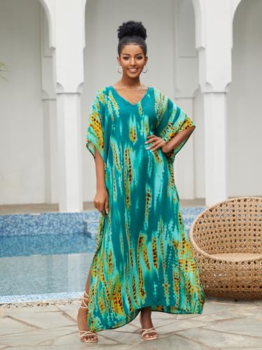 Image of Kaftan Dresses for Women Plus Size Bathing Suit Cover up Caftan Maxi Beach Dresses